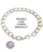 Double Link Red Ribbon Charm Bracelet