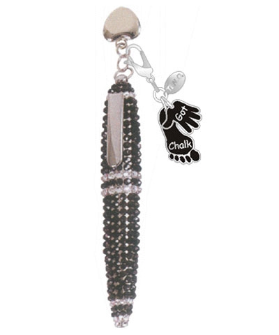 Black Rhinestone Ink Pen with Got Chalk Charm