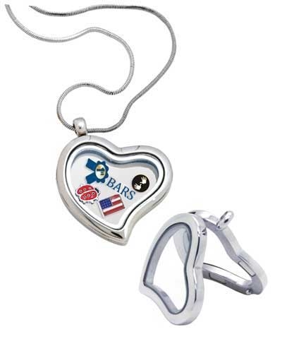 Floating Heart Silver Locket Necklace FREE SHIPPING