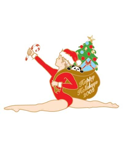 2002 Santa Gymnast Christmas Pin