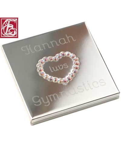 Engraved Luvs Gymnastics Gemstone Heart Mirror