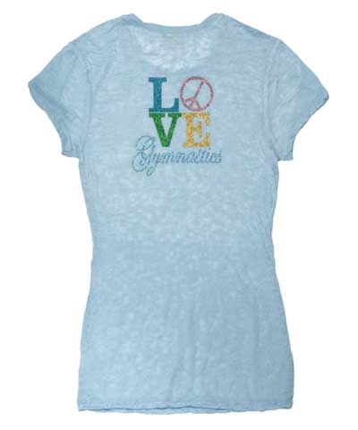 LOVE AND PEACE Glitter Burnout Tee-Light Blue FREE SHIPPING
