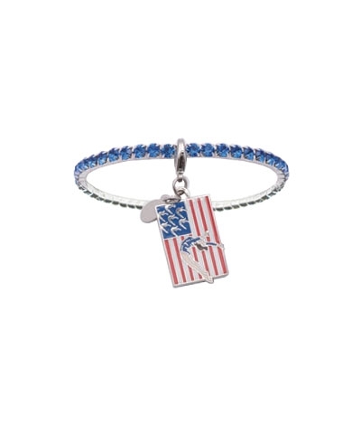 Royal Blue Rhinestone Bracelet with Handspring Flag Charm FREE SHIPPING